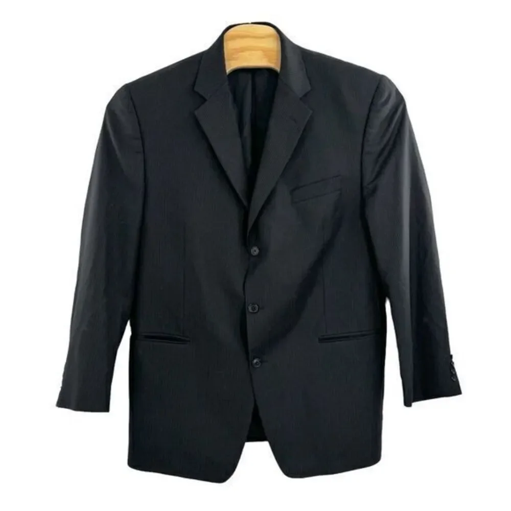 Calvin Klein Mens 46 L Black  3 Button‎ 100% Wool Blazer Sports Jacket